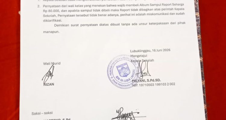 "Terkait Adanya Paksaan Untuk Pembelian Sampul Raport Siswa, Berikut Klarifikasi Kepala Sekolah Dasar 59 Kota Lubuklinggau"